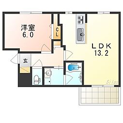 ラ・メゾン香ヶ丘 1LDKの間取図画像