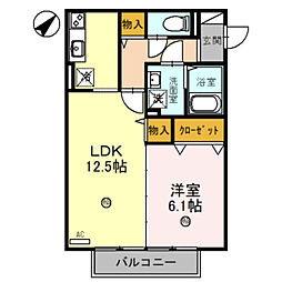 アルカーディア 1LDKの間取図画像