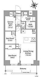 コンフォリア東葛西 4階2SLDKの間取り