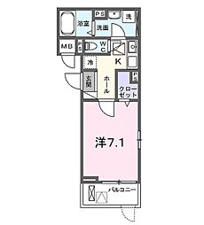 ForzaDKIII 2階1Kの間取り