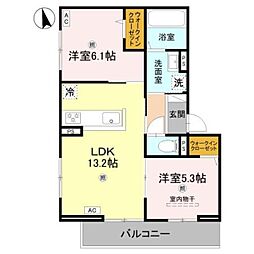 堺市南区和田東アパート 2LDKの間取図画像