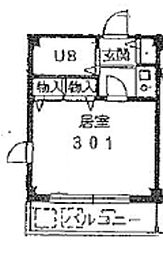 サンウィロー朝霞 3階1Kの間取り