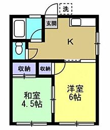 サンハイム習志野 1階2Kの間取り