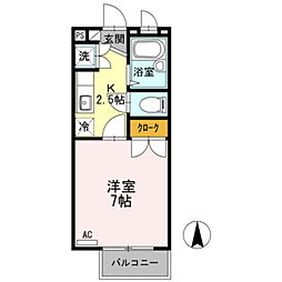 フラットコートB 1Kの間取図画像