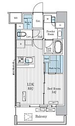 Ｔｅｒｒａ蚕糸の森 8階1LDKの間取り