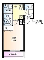 阪神本線 大物駅 徒歩2分の賃貸アパート 2階1Kの間取り