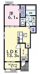 グレイス 1階1LDKの間取り