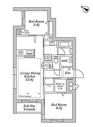 GREEN CREST 2LDKの間取図画像