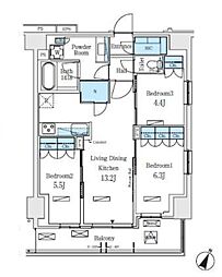 ロイヤルパークス赤羽ノース 5階3LDKの間取り