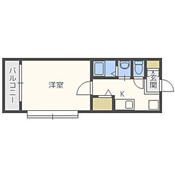 クウィーンウッド城西 1Kの間取図画像
