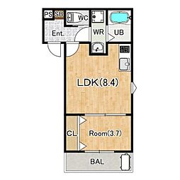 京阪本線 御殿山駅 徒歩8分の賃貸アパート 3階1LDKの間取り