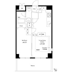 八潮パークスクエア 1LDKの間取図画像