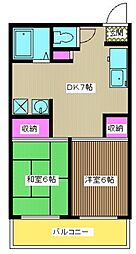 東京メトロ東西線 行徳駅 徒歩5分の賃貸マンション 3階2DKの間取り