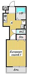 SUNRISE船橋塚田 1Kの間取図画像