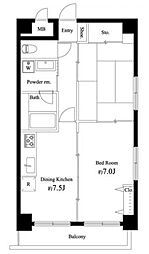 カスタリア新宿7丁目 4階2DKの間取り