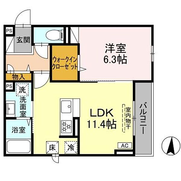 D Paina宿河原7 102｜神奈川県川崎市多摩区宿河原７丁目(賃貸アパート1LDK・1階・43.51㎡)の写真 その2