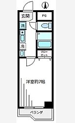 東急池上線 荏原中延駅 徒歩8分の賃貸マンション 2階1Kの間取り