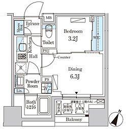 パークアクシス神保町 8階1DKの間取り