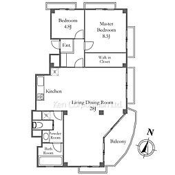 グリーンパーク原宿 2LDKの間取図画像