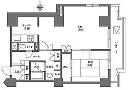 文京グリーンコートビュータワー本駒込B棟 1LDKの間取図画像