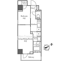 ザ・パークワンズ目黒不動前 1LDKの間取図画像