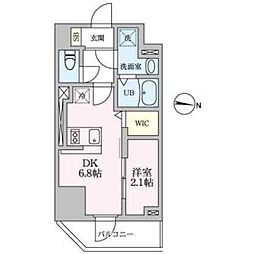 アーバンパーク扇大橋 2階1DKの間取り