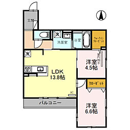 阪急神戸本線 塚口駅 徒歩7分の賃貸アパート 2階2LDKの間取り