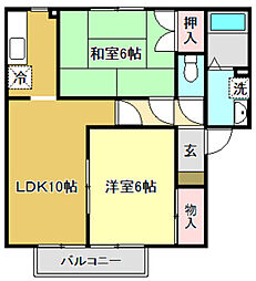 アムールC 2LDKの間取図画像
