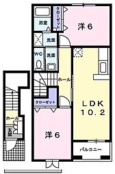 スローモーションB 2LDKの間取図画像