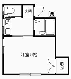 う月荘 2階1Kの間取り