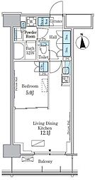パークアクシス新宿百人町 2階1LDKの間取り