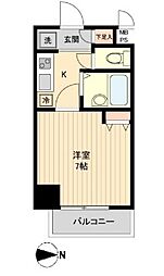 HF亀戸レジデンス 12階1Kの間取り