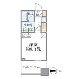 JR京浜東北・根岸線 大井町駅 徒歩8分の賃貸マンション 4階ワンルームの間取り