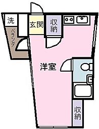 リエパレス立川 5階ワンルームの間取り