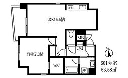 ＬＥＡＰ塔ノ山 6階1LDKの間取り