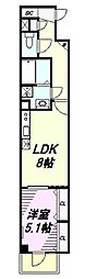 JR中央線 西八王子駅 徒歩11分の賃貸マンション 1階1LDKの間取り