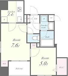 アヴェニール東麻布 2階2Kの間取り