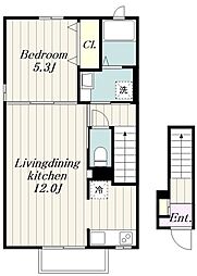 カーサ　フェリーチェ（金井ヶ丘1） 2階1LDKの間取り