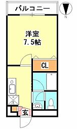 プランドールフクダ 1Kの間取図画像