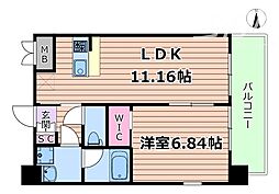 プレジオ御幣島 6階1LDKの間取り