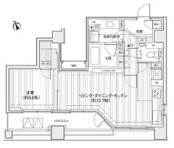 ドゥーエ銀座イースト1 11階1LDKの間取り