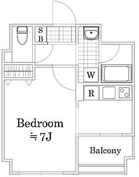 プレール・ドゥーク上野NORTH 7階1Kの間取り