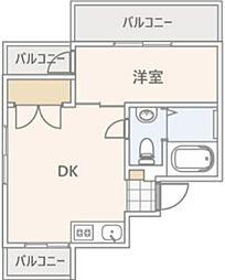 西武新宿線 上石神井駅 徒歩2分の賃貸マンション 3階1DKの間取り