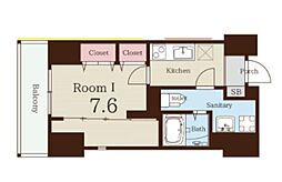 阪急京都本線 大宮駅 徒歩6分の賃貸マンション 1階1DKの間取り