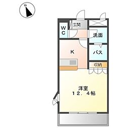 ソレイユ・コート 2階1Kの間取り