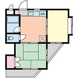 レヂオンス清瀬 3階2DKの間取り