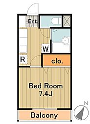 セントラルK 1Kの間取図画像