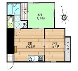 カトレアハイム 2DKの間取図画像