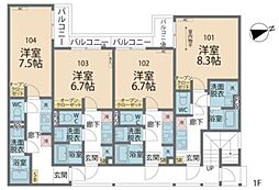 相模原市緑区橋本4丁目アパート 1Kの間取図画像
