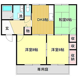ハイツシャンテB 3DKの間取図画像